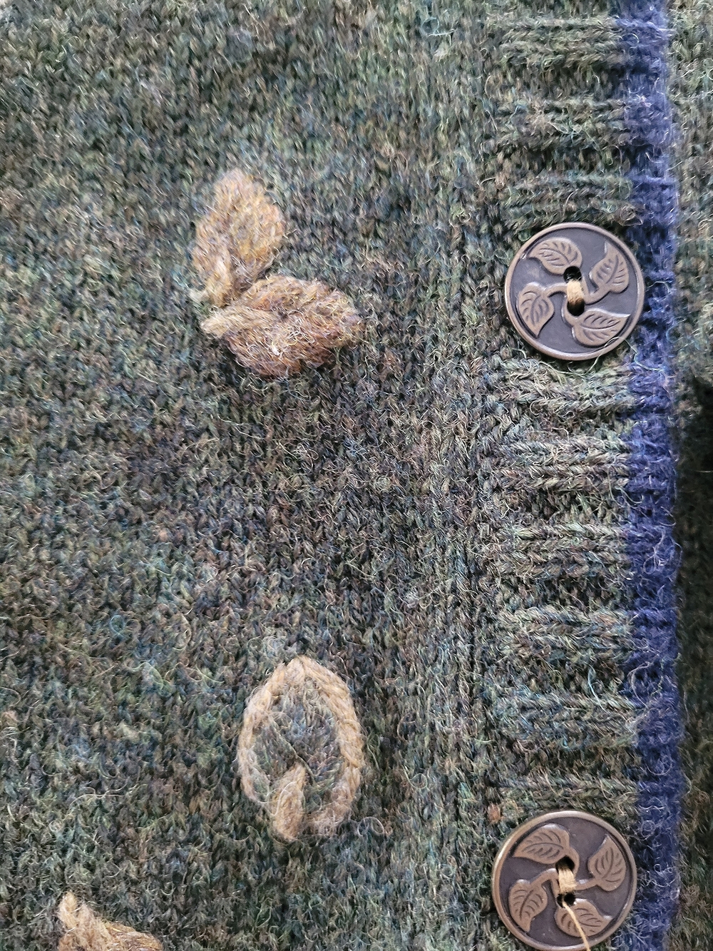 Vintage Scenic Cottagecore Wool Cardigan Houses Popcorn Knit S - Picture 5 of 7